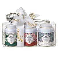 Coffret cadeau de Gottlieber contenant du thé vert, du thé aux fruits et du thé blanc (dans box à cadeau)